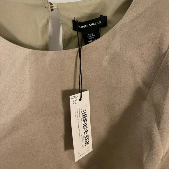 Karen Millen Satin Back Crepe Strong Shoulder Woven Maxi Dress - Picture 3 of 5